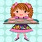 Cute girl baking cookies cartoon