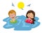 cute Girl And Boy Friend Swimming Ä°n Pool