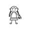 Cute girl bringing shopping bag with doodle art style