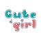 Cute girl. Bubbles lettering text for postcard