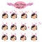 Cute girl with bunny ears emoji set. Lady emoticons, design elements