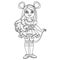 Cute girl in carnival costume mouse or rat outlined for coloring page