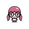 Cute girl cartoon character being a geek wearing glasses