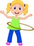 Cute girl cartoon twirling hula hoop