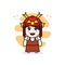 Cute girl character design wearing samurai helmet costume