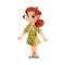 Cute Girl Character in Safari Outfit Standing and Smiling Vector Illustration