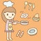 Cute Girl Cooking Breakfast cartoon