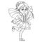 Cute girl in fairy costume outlined for coloring page