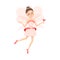 Cute Girl Fairy with Wings, Lovely Winged Elf Princesses in Fancy Dress with Butterfly Cartoon Style Vector Illustration