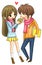 Cute girl is feeding hamburger to her boyfriend