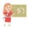 Cute Girl Having Geography Lesson, Elementary School Student Standing at Blackboard with Earth Map, Kids Education