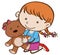 Cute girl hugging brown teddybear