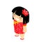 Cute girl isometric traditional wear costume chinese child character icon flat design vector illustration
