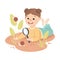 Cute Girl Lying on the Ground Looking at Snail through Magnifying Glass, Save the World, Ecology Concept Cartoon Vector