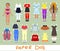 Cute girl Paper Doll with Set of Clothes and Shoes