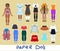 Cute girl Paper Doll with Set of Clothes and Shoes