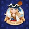 Cute girl pirate. Banner for Pirate party