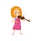 Cute girl playing violin, talented little musician character with musical instrument cartoon vector Illustration on a