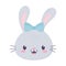 Cute girl rabbit face with bow animal cartoon isolated icon