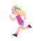 Cute Girl Running, Child Daily Routine Activity Cartoon Style Vector Illustration on White Background