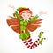 Cute girl Santa elf jump with joy isolated on a white