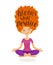 Cute girl is sitting in lotus pose. Always stay positive, Lettering inspirational quote. Cartoon vector illustration