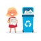 Cute girl sorting trash and garbage for recycling