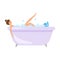 Cute girl take a bath in foam bathtub