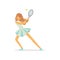 Cute girl with tennis racket and ball. Professional sportswoman playing an active sport game. Woman character in uniform