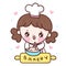 Cute girl vector Chef cartoon cooking bakery shop logo for kid dessert homemade food kawaii character