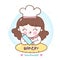 Cute girl vector Kawaii bakery shop logo cartoon kid dessert: Series Sweet Chef cooking homemade, Girly doodle