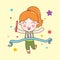 Cute Girl Win Relay Sport Character. Illustration