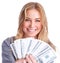 Cute girl winning money