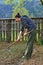 Cute girl working in the garden