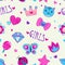 Cute girlish seamless pattern