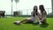 Cute girls enjoying wonderful rest in the nature