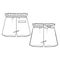 Cute Girls Shorts with decorative bow fashion flat sketch template. Technical Fashion Illustration. Paperbag waist. Back Welt Pock