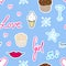 Cute girly seamless pattern