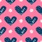 Cute girly seamless pattern. Repeating flowers and hearts with text BFF.
