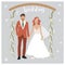 Cute glamour wedding couple Illustration. Bride and Groom isolated in vector. Elegant dresses cartoon illustration