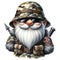 Cute Gnome Army Soldier Camouflage Clipart Illustration AI Generative