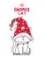 Cute gnome cat cartoon with christmas light, cute cat animal clipart, holiday greeting