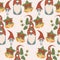 Cute gnome and christmas globes in a seamless pattern design