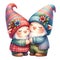 Cute Gnome Couple Dancing Clipart Illustration AI Generative