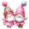 Cute Gnome Couple Dancing Clipart Illustration AI Generative