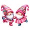 Cute Gnome Couple Dancing Clipart Illustration AI Generative