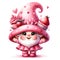 Cute Gnome Cupcake Strawberry Valentine\\\'s Day Clipart Illustration AI Generative