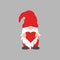 Cute Gnome with heart in red hat for Valentine s day cards, gifts, t-shirts, mugs, stickers, scrapbooking crafts and