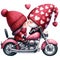 Cute Gnome Motorcycle Couple Valentine Watercolor Clipart Illustration AI Generative