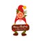 Cute gnome with red hat and wood shape with xmas